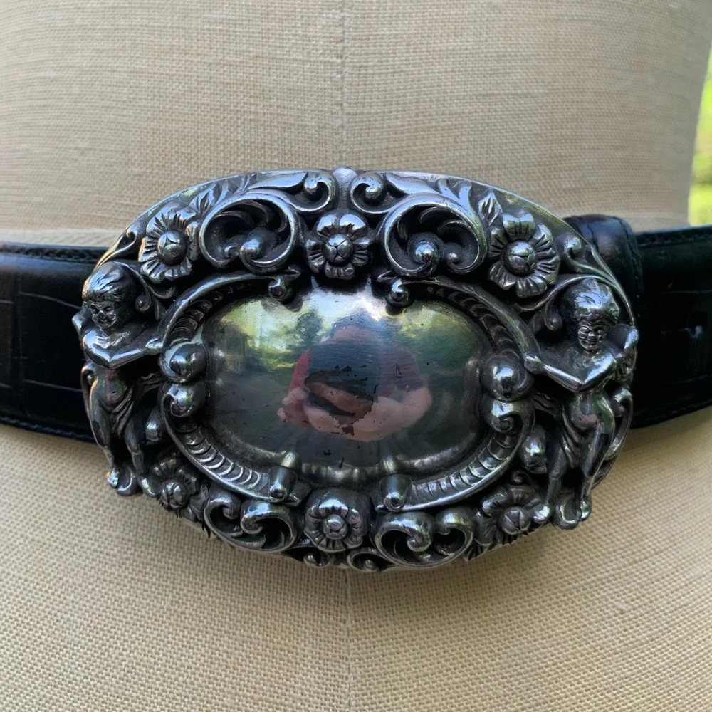 Vintage BrightonLeather Belt & Cherub Buckle
